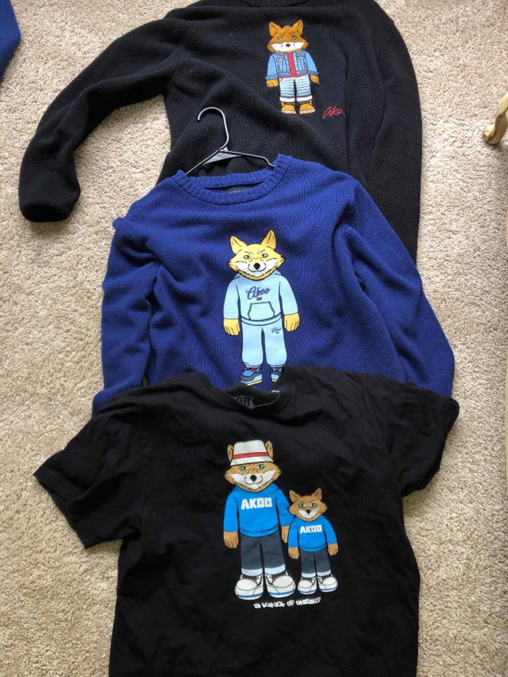 Akoo 2 sweaters and 1 shirts